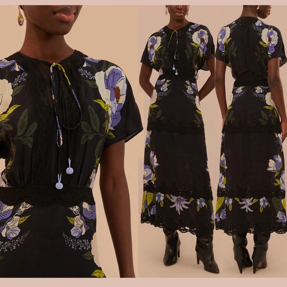 FARM Rio Dresses & Skirts - NWD $298 FARM RIO [ Large ] Soft‎ Garden Soft Garden Lace Maxi Dress black U1681